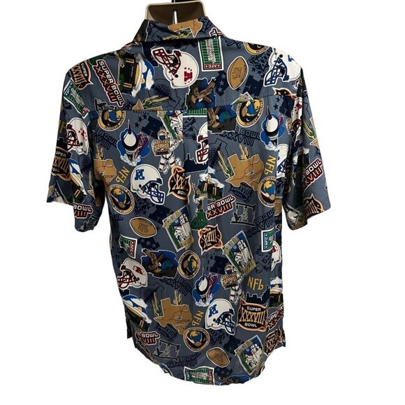 NFL Football SUPER BOWL XXXVIII Texas Men Hawaiian Button Up Shirt Small Pocket - Picture 3 of 7